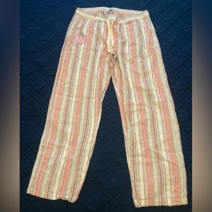 DASH Striped Light Weight Linen pant with drawstring Size Medium